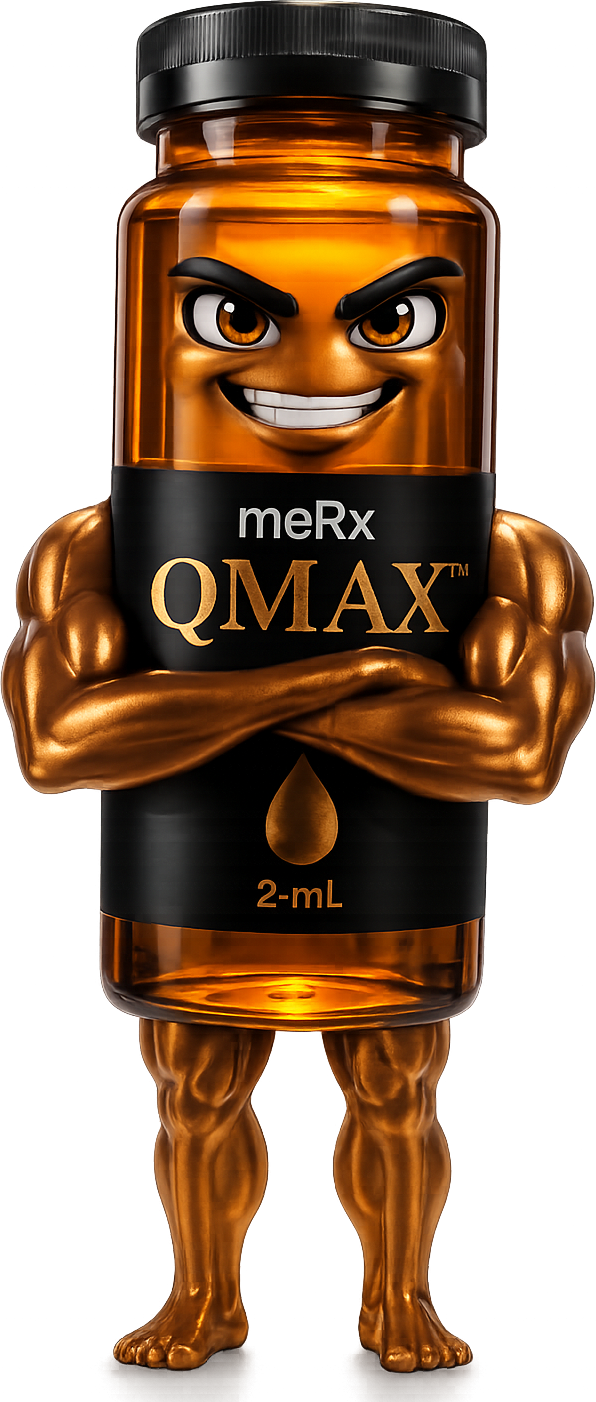 QMAX bottle character from the ad